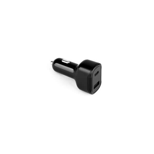 DIRAC. Adaptador para mechero con puerto USB-A de 18 W y USB-C de 20 W en 100% rABS