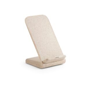 ENGLERT. Soporte para smartphone con cargador inalámbrico, superrápido, de 15 W en ABS reciclado (100% rABS) y bambú