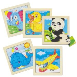 Set de 5 puzzles en madera natural junior 10128